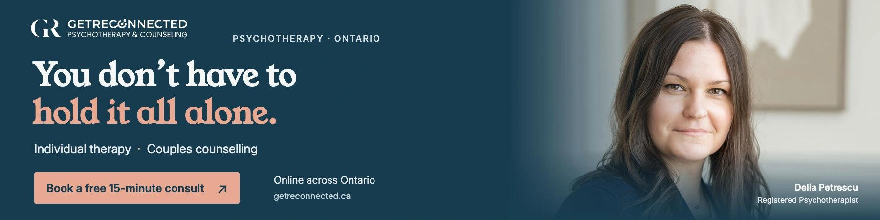 Get Reconnected psychotherapy and counselling. You do not have to hold it all alone.